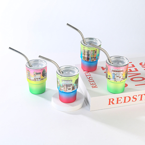 Wholesale Custom 2.5oz Mini <strong>Shot</strong> Glass with Stainless Steel <strong>Straw</strong> for Whiskey Vodka Party Bars - Product Image 1