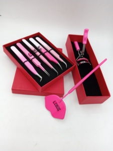 Pinzas para Extensión de Pestañas de Acero Inoxidable con Recubrimiento en Polvo de Diferentes Colores, Agarre de Diamante, Estilo Labial, Rizador Profesional con Espejo - Product Image 4