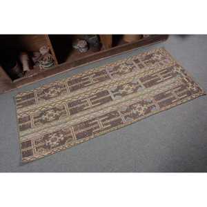 Tapis de 2,2 x 5,2 pieds, petit tapis turc, tapis persan brun - Product Image 5