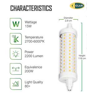 118mm R7S Dimmable LED <b>Bulb</b> 15W Product Category - Product Image 3