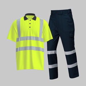 Camiseta Polo de seguridad de alta visibilidad, tiras reflectantes, camisa de trabajo de manga corta personalizada, pantalones de trabajo en carretera - Product Image 2
