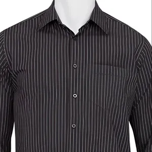 Camisa formal para hombre, ropa de oficina, a rayas, en blanco y negro