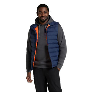 Gilet matelassé pour homme adulte personnalisé, couleur bleu marine, veste d'extérieur sans manches, fermeture éclair, vêtement décontracté, gilet matelassé avec poche - Product Image 1