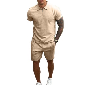 Men's Loose Cropped Quick Dry Shorts Casual Loose <b>Knit</b> Straight Casual Cotton Short <b>Set</b> Shorts & Shirt <b>Set</b> - Product Image 1