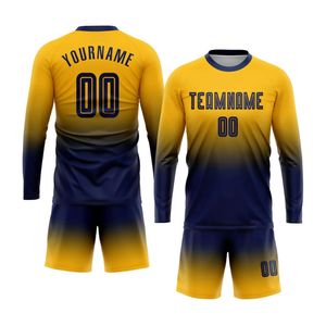100% poliéster de alta calidad de manga larga Camiseta de fútbol conjuntos cortos logotipo personalizado sublimación uniformes del equipo - Product Image 4