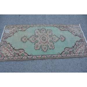 Alfombra clásica de lana verde Beige de 2,9x6,1 pies Vintage turco área grande rectángulo Patchwork látex abstracto para alfombra de habitación de pasillo - Product Image 3