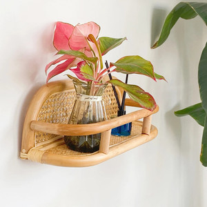 Simple <b>wall</b> hanging rattan <b>shelf</b> <b>wall</b>-mounted natural hand-crafted <b>shelves</b> for cosmetic display - Product Image 6