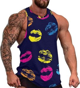 Débardeurs de sport pour hommes Neon Lips, sans manches, 100% coton, pour la musculation, la gym, le fitness, ODM, vente en gros - Product Image 1