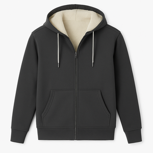 New 2026 Men's Blue Zip Hoodie Soft Thermal <b>Lining</b> Windproof Breathable Winter <b>Fleece</b> <b>Jacket</b> Casual Hooded Knitted Outdoor Wear - Product Image 2