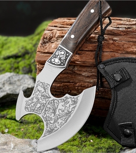 Venta al por mayor personalización Original vikingo Pizza rebanador hacha forjado a mano grado Industrial hacha mango de madera Funda de cuero - Product Image 2