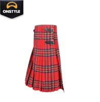 Kilts écossais traditionnels élégants pour hommes, unis, faits main, en acrylique de 8 yards, avec bretelles réglables de haute qualité, design plissé, pour les fêtes