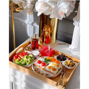 Bandeja de té de madera de acacia y nogal: decoración moderna de lujo para el hogar, rectángulo grande, perfecta para servir alimentos y uso en la cocina. - Product Image 4