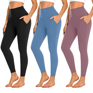 In Stock Solid Mid Waist Knitted Sweat-Wicking Yoga Pants Sexy <b>Seamless</b> <b>Leggings</b> 100% Polyester Breathable Eco-friendly Gym Wear - Product Image 1