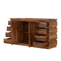 Grand buffet de salle à manger rustique moderne en teck massif à 8 tiroirs, écologique, durable, de luxe, pour le salon