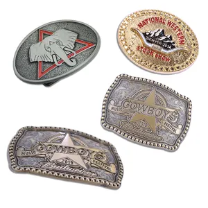 Manufacture Make Your Own Logo High Quality Gold Plated Metal Custom Engraved Belt Buckle For Men