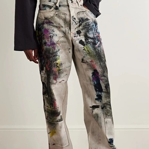 กางเกงยีนส์ดีไซน์เนอร์สั่งทำพิเศษสำหรับผู้ชาย พิมพ์ลาย DTG แบบซับลิเมชั่น กางเกงยีนส์ทรงหลวม กางเกงยีนส์สั่งทำ - Product Image 2