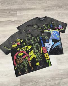 Custom Terry 100% Cotton Heavyweight Silicone Printing 350gsm Fashion Oversized Boxy Fit Breathable Quick Dry High Street <b>Tshirt</b> - Product Image 1