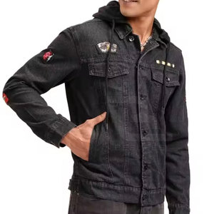 Chaqueta vaquera de retazos ligera para hombre, chaqueta vaquera cómoda de retazos para hombre, chaqueta vaquera de retazos fácil de usar para hombre - Product Image 2