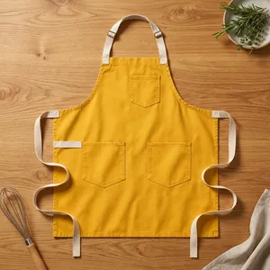 Tablier classique en toile bleue, robuste et durable, avec poches, lavable en machine, pour la cuisine et l'usage quotidien - Product Image 5