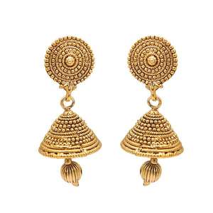 Kriaa Boucles d'oreilles Jhumki plaquées or tendance 1307611-Boucles d'oreilles créoles religieuses Forme de fleur Rhodium Or rose Alliage de zinc Platine - Product Image 1