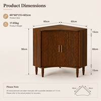 Meuble d'angle moderne avec portes tambour cannelées, rangement en bois pour salon, chambre, petit espace, vente en gros
