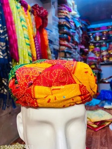 ผ้าฝ้าย Rajasthani pagdi baraati Headwear ชุดเจ้าบ่าว sucks unisex Velcro ผ้าโพกหัวสำหรับแขกผู้เข้าพักต้อนรับในโรงแรมรีสอร์ท premade pagri - Product Image 2
