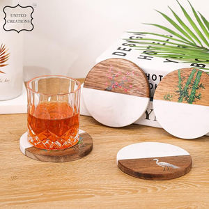 ชุดถาดรองแก้วทำจากไม้หินอ่อนแผ่นรองแก้วเซรามิกสำหรับตกแต่งห้องครัวอุปกรณ์เสริมสำหรับเบียร์ - Product Image 4