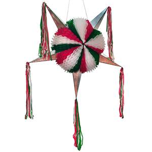Décoration de fête du Jour de l'Indépendance mexicaine, piñata grande verte, blanche et rouge, étoile à 5 branches pliable, piñata Fiesta Mexicana - Product Image 2
