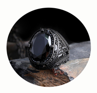 Anillo de Plata de Ley 925 con Incrustaciones de Piedras Naturales Negras Yemen Aqeeq, Estilo Turco Vintage para Bodas y Fiestas, de Lujo para Hombre, en Oferta