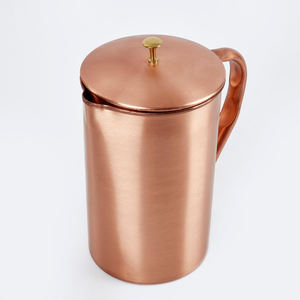 Plain Design Pure <b>Copper</b> <b>Jug</b> Drinking Container With Lid Brass Knob Custom Size Smooth Surface Hand Grip For Home Tableware Deco - Product Image 2