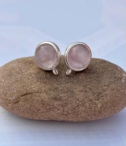 925 Sterling <b>Silver</b> Morganite <b>Stud</b> <b>Earring</b> , Beautiful Women <b>Earring</b> , Pink Stone <b>Earring</b> . - Product Image 1