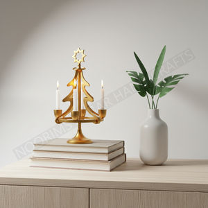 เชิงเทียนรูปต้นคริสต์มาสต้นไม้โค้งแบบโบราณโลหะสีทองตกแต่งโต๊ะสำหรับวันหยุด - Product Image 3