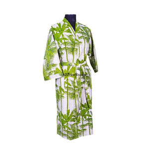 Kimono Largo de Algodón Floral de Alta Calidad para Mujer, Hermoso Cuello en V, Estilo Playero, Ecológico, Lavable y Transpirable - Product Image 5