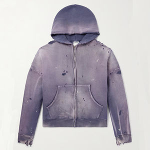 Sweat à capuche oversize pour homme hiver 2025, poches effet usé, molleton de coton épais, pull streetwear vintage, lavage monkey - Product Image 2