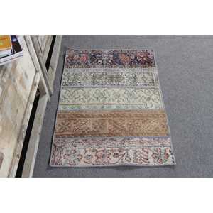 Vintage Turkish Rug 2.4x3.3 ft (74x102 cm), <b>Brown</b> <b>Wool</b> Rug - Product Image 3