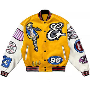 2025 personnalisé hiver recadrée collège américain vestes universitaires patchs en chenille broderie cuir Bomber veste pour hommes - Product Image 6