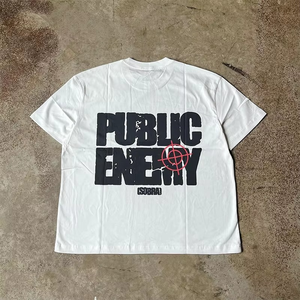 Camiseta con estampado de animales y cuello redondo, camiseta cuadrada de gran tamaño de estilo Vintage de algodón pesado 100% directo para hombres - Product Image 4