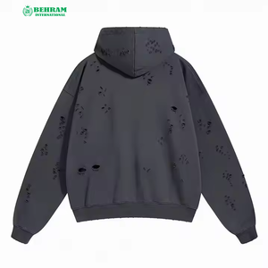 Sweats à capuche zippés personnalisés de 600g, crop fit, poids lourd, coton organique, impression en silicone, patch de broderie en détresse, sweats à capuche à fermeture éclair - Product Image 1