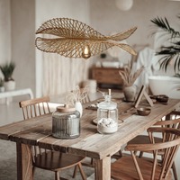 Abat-jour en bambou tissé artisanal en gros du Vietnam pour vivre décor à la maison pendentif plafonnier lumière pour hôtel de villégiature