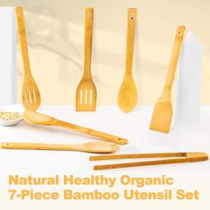 Best Selling Eco-Friendly Long Handle Modern Design Wooden Spoons Cooking Kitchen Nonstick <b>Bamboo</b> Utensils <b>Set</b> Heat Resistant - Product Image 4