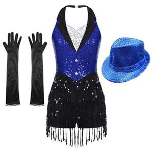 Tenue de danse jazz moderne, costume de danse en nylon et spandex, costume de patinage artistique, costume de gymnastique, costume de scène, costume de danse latine pour les compétitions - Product Image 4
