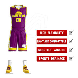 Ensembles d'uniformes de basket-ball 100% polyester personnalisés à séchage rapide et de bonne qualité design unisexe en gros pour adultes et équipes - Product Image 2