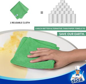 ผ้าไมโครไฟเบอร์ทำความสะอาด MR.SIGA ผ้าไมโครไฟเบอร์ไร้รอยขีดข่วน แพ็ค 12 ผืน สีเขียว ขนาด 32 x 32 ซม. (12.6 x 12.6 นิ้ว) - Product Image 4