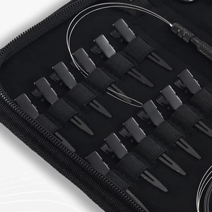 Matte Black Professional <b>Hair</b> <b>Extensions</b> Tools Kit With <b>Beads</b> Clips Loop Parting Tools Human <b>Hair</b> <b>Extension</b> Fitting Pliers - Product Image 5