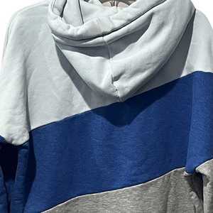 Sudadera con capucha de bloque de color azul y gris para mujer, sudadera de lana de algodón transpirable, ropa de calle estampada con bolsillo de canguro para invierno - Product Image 6