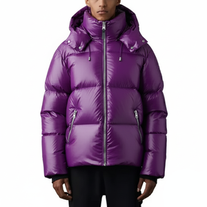 แจ็คเก็ตพัฟเฟอร์กันน้ำสำหรับผู้ชาย สไตล์ลำลอง สตรีทแฟชั่น สำหรับฤดูหนาว พร้อมฮู้ด รับผลิตแบบ OEM ขายส่ง พร้อมบริการสกรีนโลโก้ตามสั่ง - Product Image 2