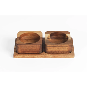 Ensemble sel et poivre en bois d'acacia naturel fabriqué au Vietnam avec plateau pour comptoir et table de cuisine Prix de gros - Product Image 2