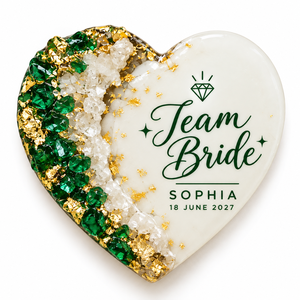 Aimants personnalisés en résine époxy en forme de cœur, cadeaux pour la mariée, cadeaux de fête nuptiale, noms et dates personnalisés, plusieurs options de couleurs - Product Image 1