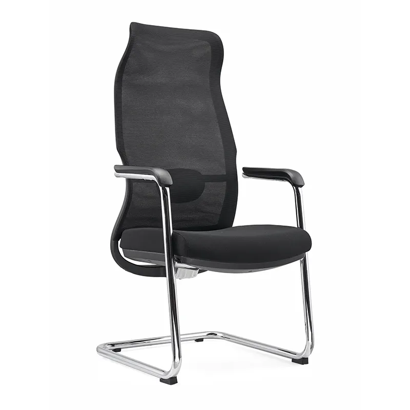 Высококачественный пенный черный стул для конференций с фиксированным подлокотниками высокой плотности