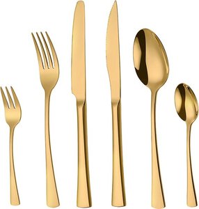 Couverts en métal plaqué or Western avec poignée carrée pour la maison et le restaurant Vaisselle de table Ensembles de couverts - Product Image 6